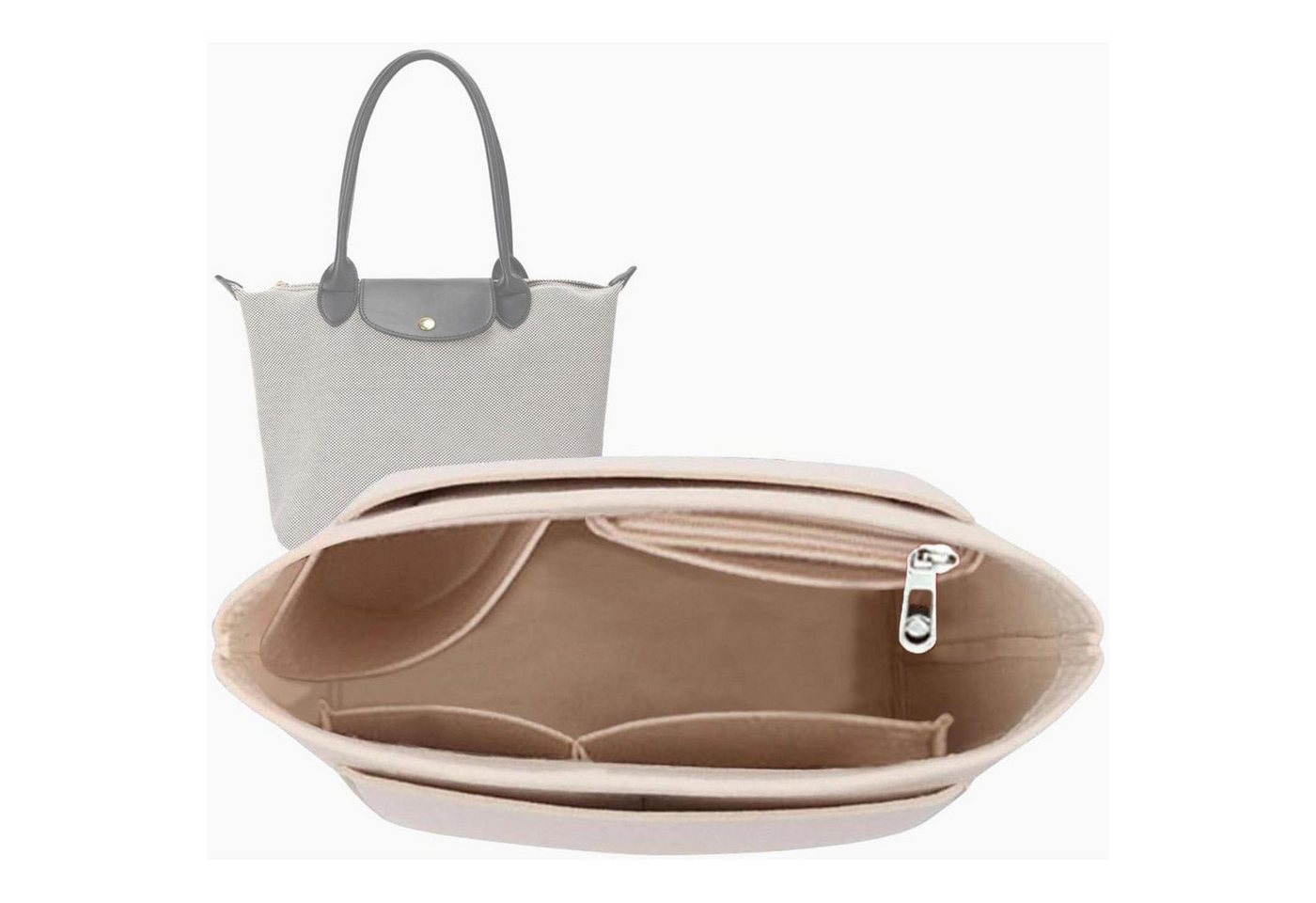 LuxusKollektion Taschenorganizer Handtaschen Organizer Einsatz Tragetasche S 7.68*5.3*6.3in Beige von LuxusKollektion