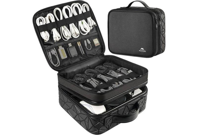 LuxusKollektion Taschenorganizer Kabel Organizer Tasche 2 Schicht Elektronik USB Powerbank Maus Schwarz von LuxusKollektion