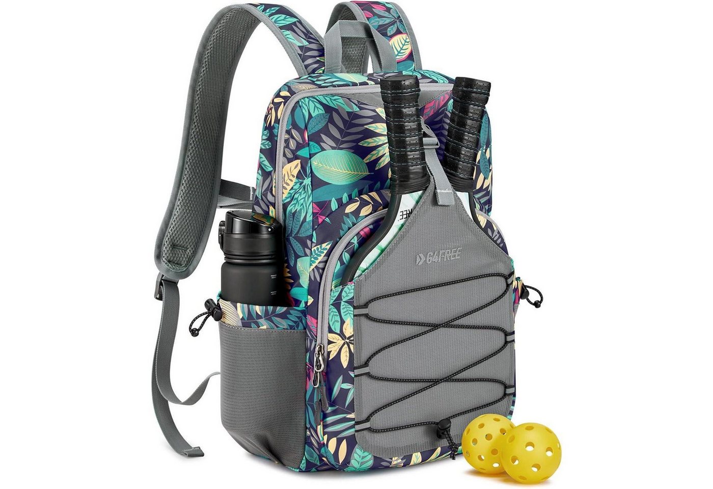LuxusKollektion Tennisrucksack Pickleball Tasche Damen Herren 2 4 Paddel Blau Blatt von LuxusKollektion