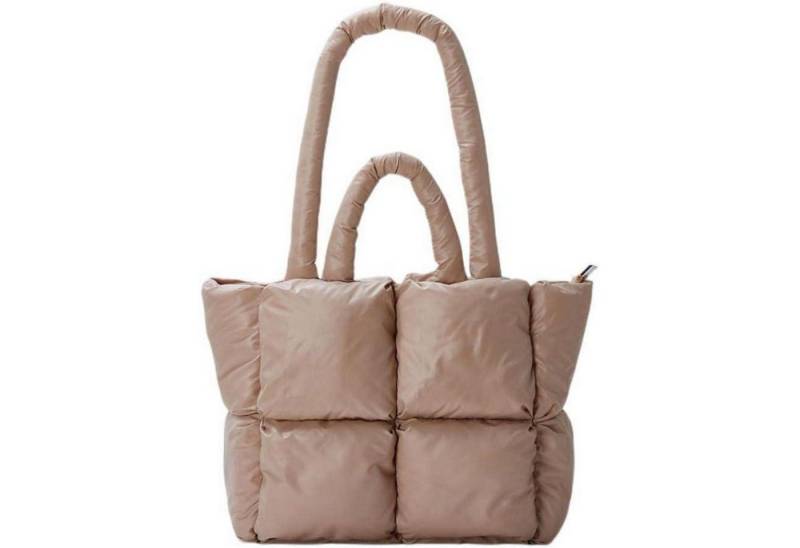 LuxusKollektion Tragetasche Tote Bag Puffer Daunen Schultertasche Handtasche Damen Khaki von LuxusKollektion