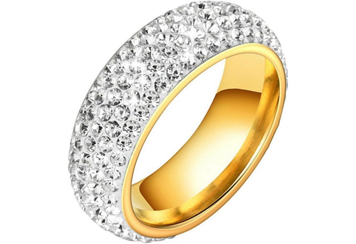 LuxusKollektion Trauring Ringe Edelstahl Herren 8mm Zirkon Silber Ehering Gold 67 (21.3) von LuxusKollektion