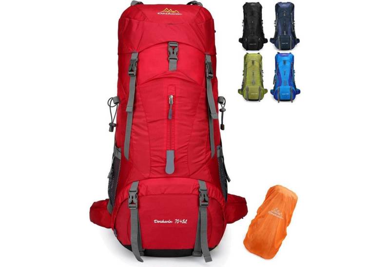 LuxusKollektion Trekkingrucksack 70L Campingrucksack Trekkingrucksack Wanderrucksack Rot Regenschutz von LuxusKollektion
