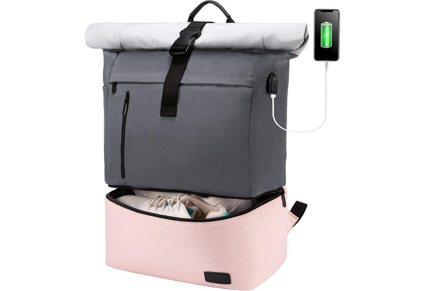 LuxusKollektion Trekkingrucksack Rolltop Rucksack Damen mit Schuhfach Wasserdicht Laptop 17 Zoll von LuxusKollektion