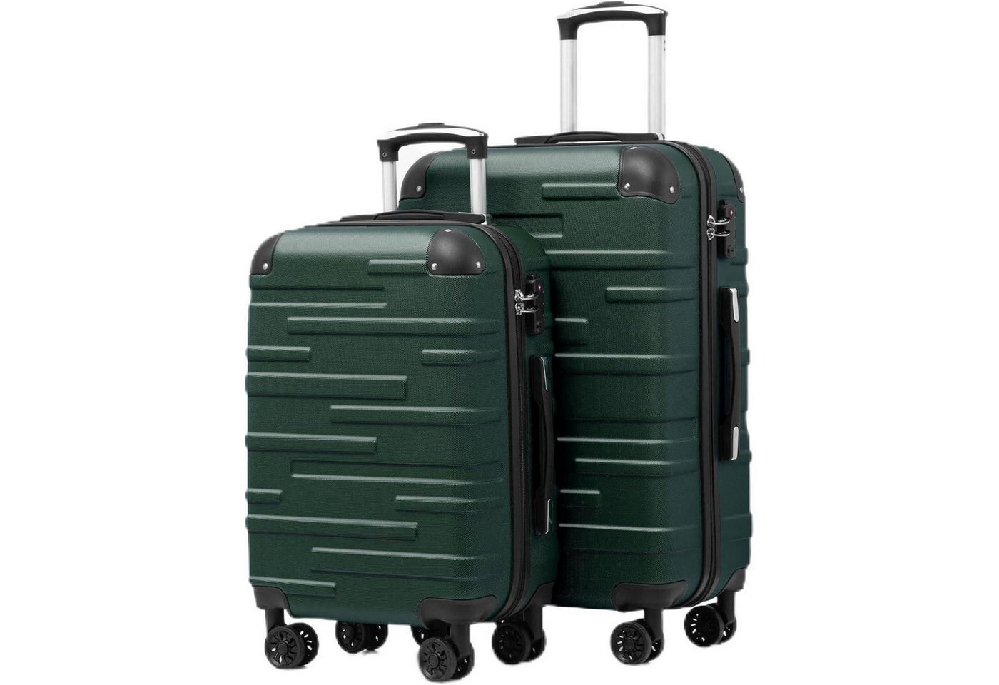 LuxusKollektion Trolleyset Hartschalen Koffer Erweiterbar ABS TSA Schloss Dunkelgrün Set 2tlg S M von LuxusKollektion