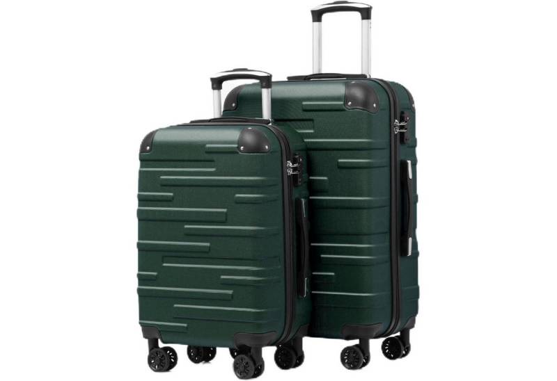 LuxusKollektion Trolleyset Hartschalen Koffer Erweiterbar ABS TSA Schloss Dunkelgrün Set 2tlg S M von LuxusKollektion
