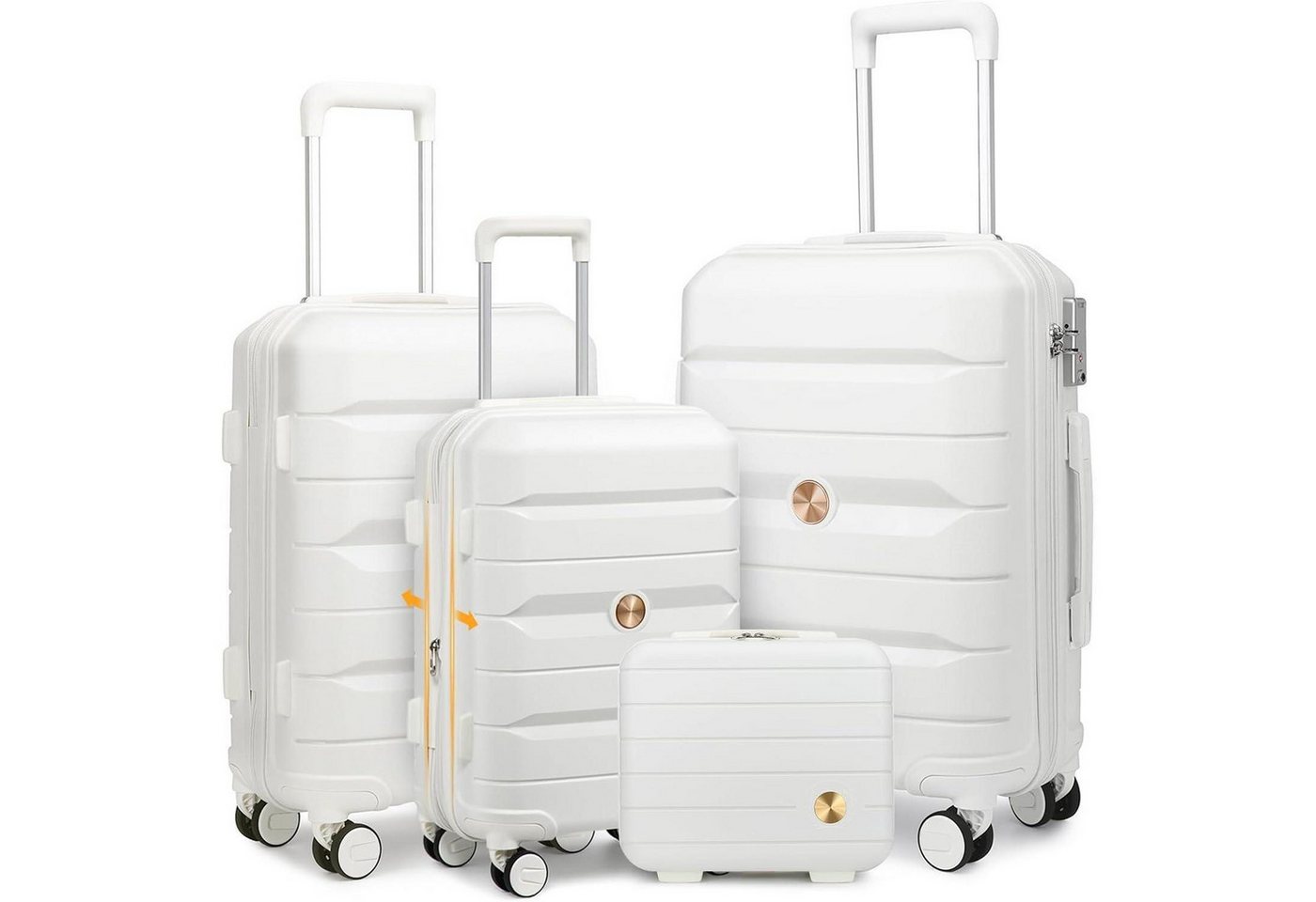 LuxusKollektion Trolleyset Hartschalenkoffer Set 4 Rollkoffer Weiß Kofferset 4tlg M Erweiterbar von LuxusKollektion