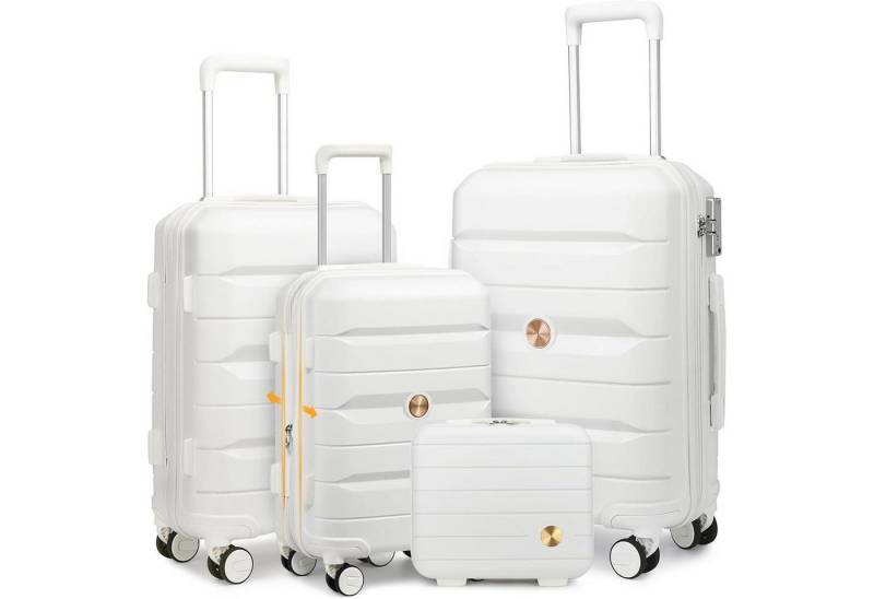LuxusKollektion Trolleyset Hartschalenkoffer Set 4 Rollkoffer Weiß Kofferset 4tlg M Erweiterbar von LuxusKollektion