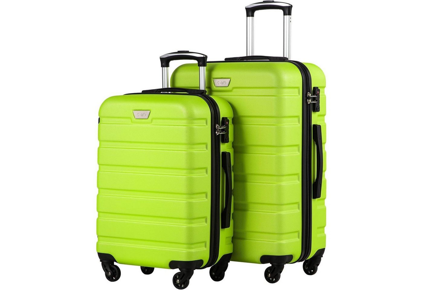LuxusKollektion Trolleyset Koffer Hartschale Trolley Handgepäck TSA Set 2tlg S M Apfelgrün von LuxusKollektion