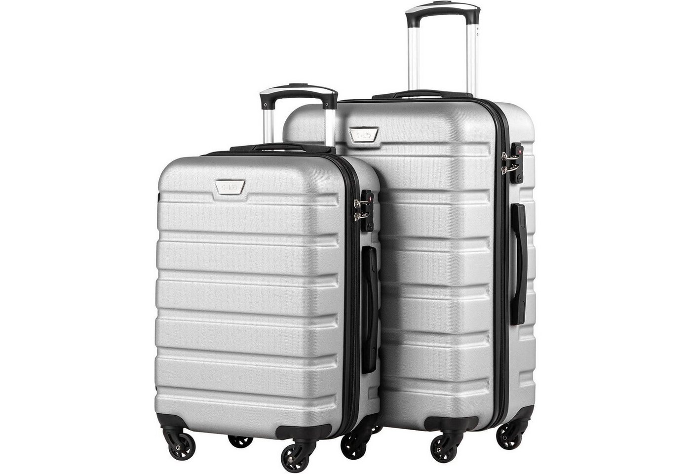 LuxusKollektion Trolleyset Koffer Hartschalenkoffer Trolley Set-2tlg(S + M) Helles Silber von LuxusKollektion
