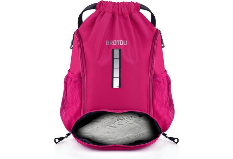 LuxusKollektion Turnbeutel Sportbeutel Turnbeutel Kordelzug Schuhfach Wasserfest Damen Magenta von LuxusKollektion