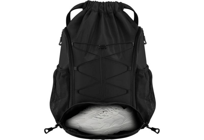 LuxusKollektion Turnbeutel Sportbeutel Turnbeutel Kordelzug Schuhfach Wasserfest Schwarz-a von LuxusKollektion