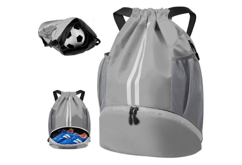 LuxusKollektion Turnbeutel Turnbeutel Sporttasche Rucksack Kordelzug Wasserfest Silbergrau von LuxusKollektion