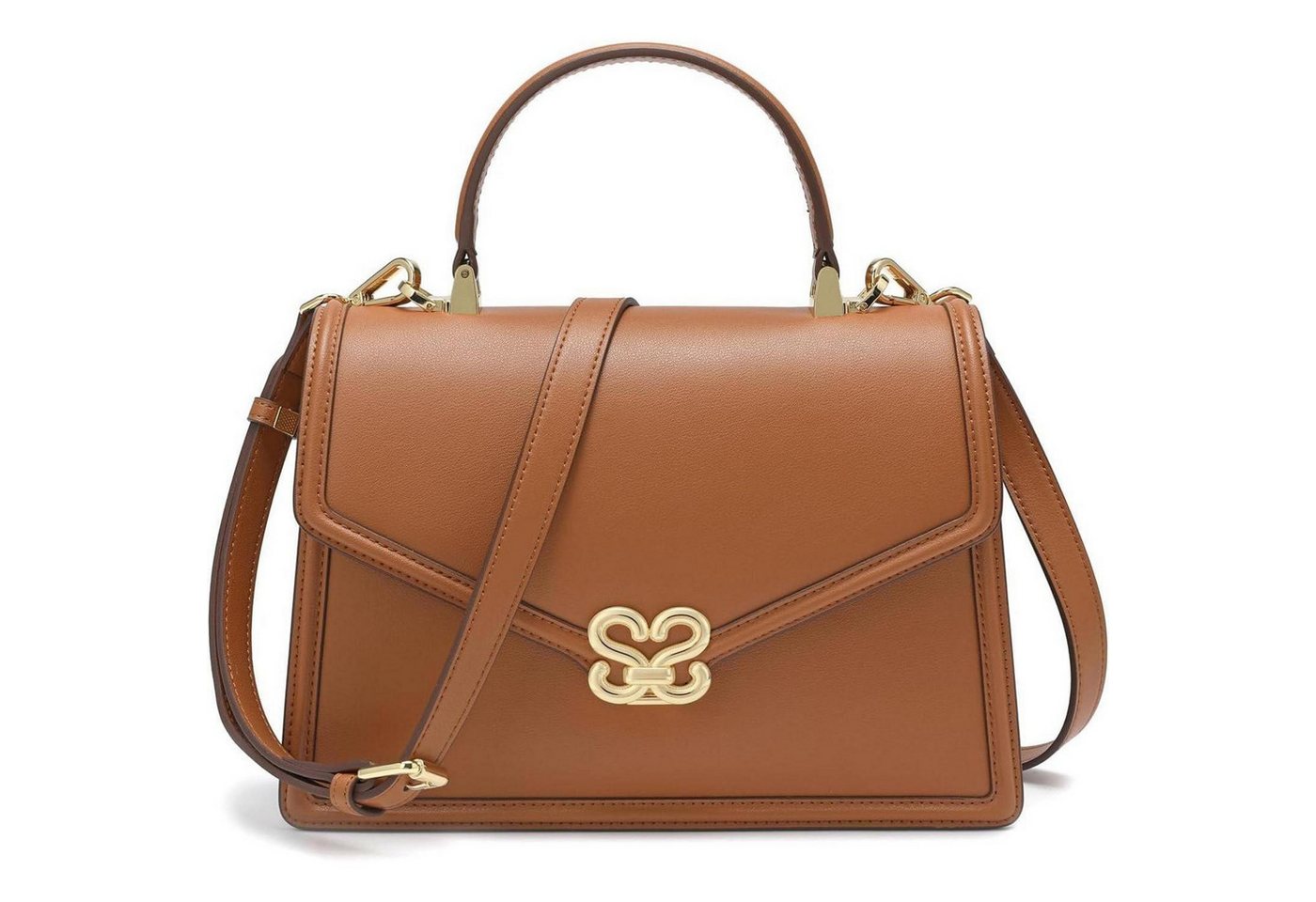 LuxusKollektion Umhängetasche Handtasche Crossbody Leder Damen Schultergurt abnehmbar Braun von LuxusKollektion