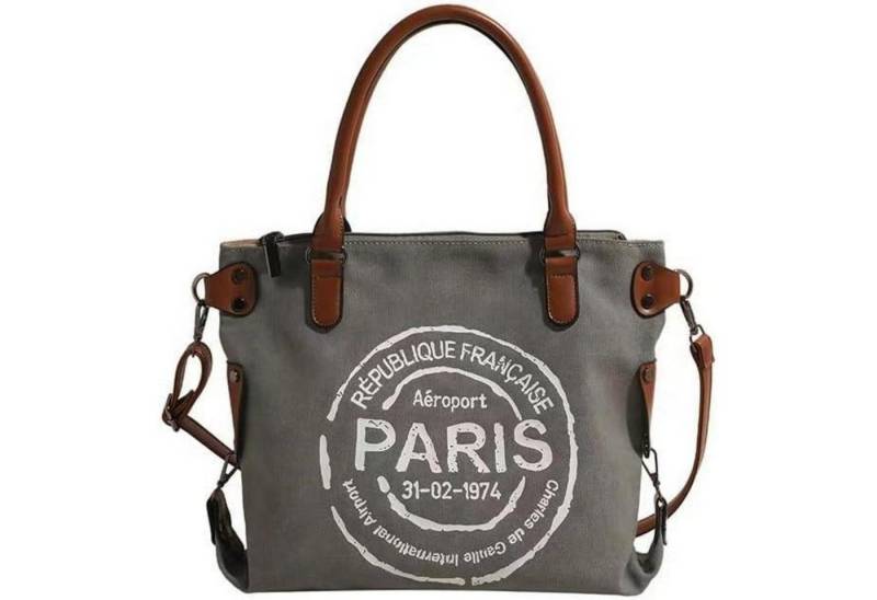 LuxusKollektion Umhängetasche Handtasche Damen Canvas Umhängetasche Shopper Grau von LuxusKollektion