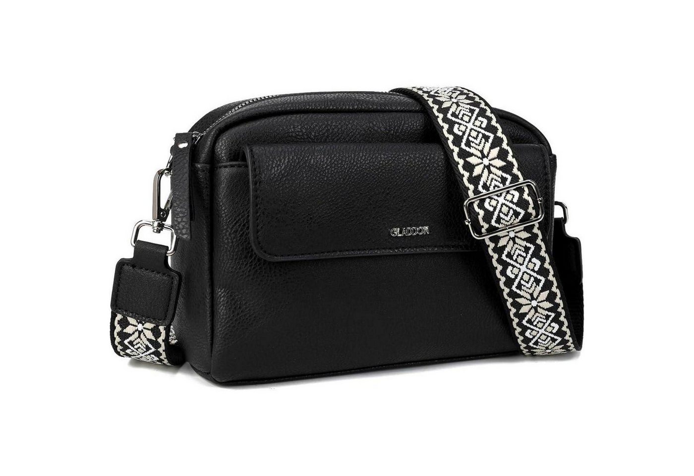 LuxusKollektion Umhängetasche Handtasche Damen Crossbody PU Leder Schultergurt Geschenk Schwarz 01 von LuxusKollektion