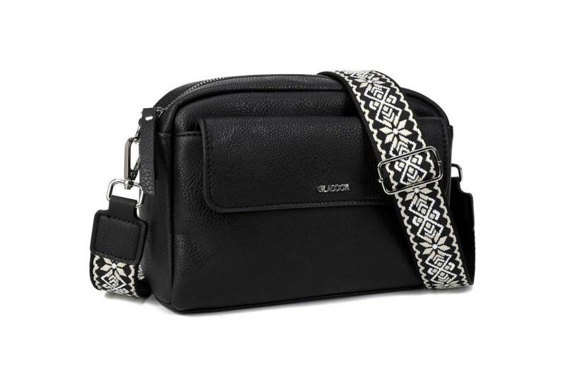 LuxusKollektion Umhängetasche Handtasche Damen Crossbody PU Leder Schultergurt Geschenk Schwarz 01 von LuxusKollektion