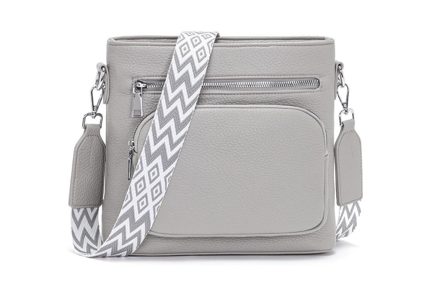 LuxusKollektion Umhängetasche Handtasche Damen Umhängetasche Crossbody PU Leder Gurt Grau von LuxusKollektion