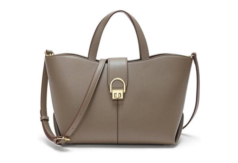 LuxusKollektion Umhängetasche Handtasche Damen Umhängetasche Leder Reißverschluss Khaki von LuxusKollektion