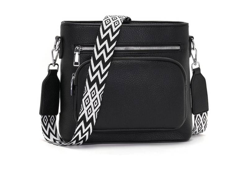 LuxusKollektion Umhängetasche Handtasche Damen Umhängetasche PU Leder Handy Gurt Schwarz A-schwarz von LuxusKollektion