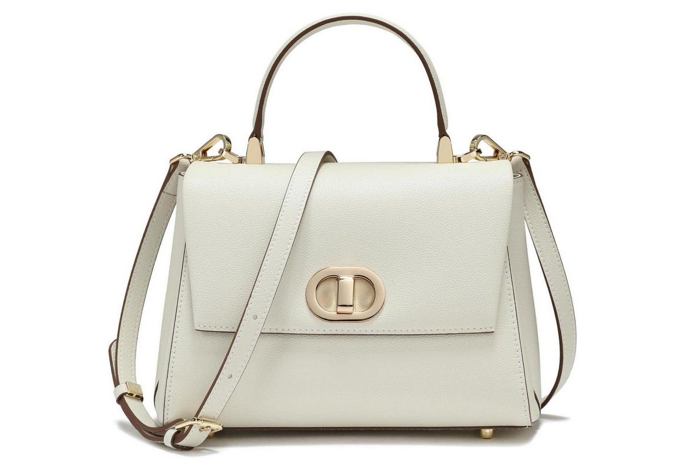 LuxusKollektion Umhängetasche Handtasche Umhängetasche Crossbody Leder Damen Schultergurt Beige F von LuxusKollektion