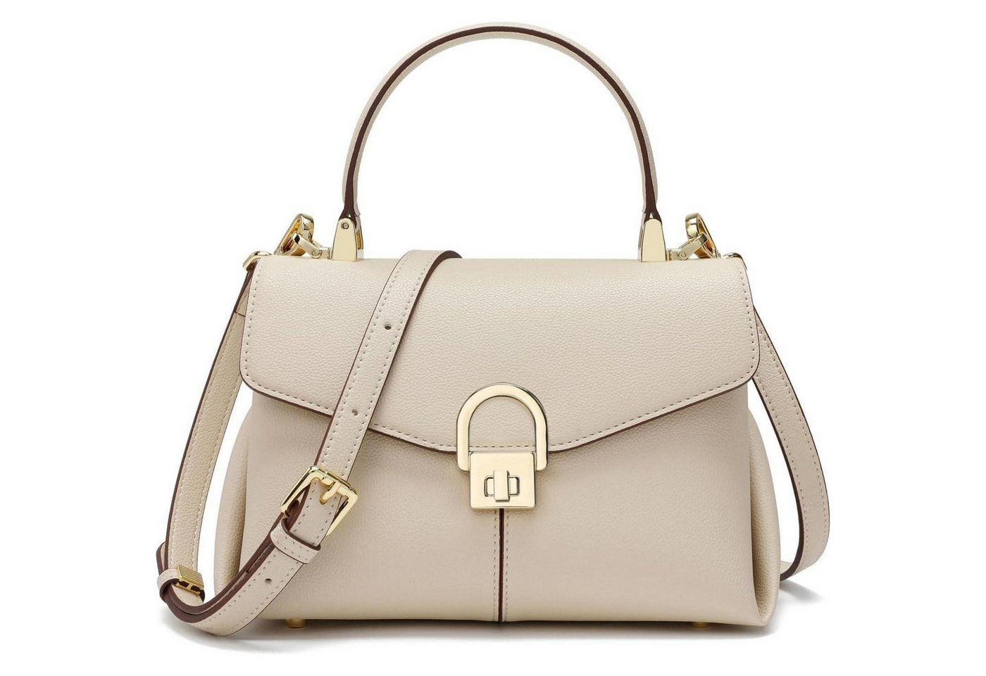 LuxusKollektion Umhängetasche Handtasche Umhängetasche Damen Leder Klein Schultergurt Beige von LuxusKollektion