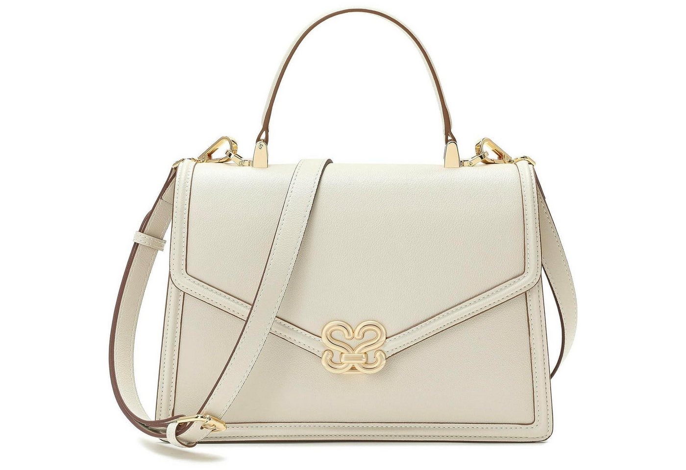 LuxusKollektion Umhängetasche Handtasche Umhängetasche Leder Schultergurt Damen Beige von LuxusKollektion