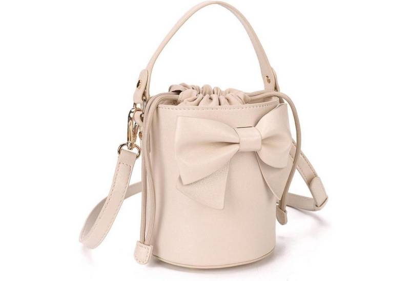 LuxusKollektion Umhängetasche Kleine Umhängetasche für Mädchen mit Bogen Design und Kordelzug Beige von LuxusKollektion