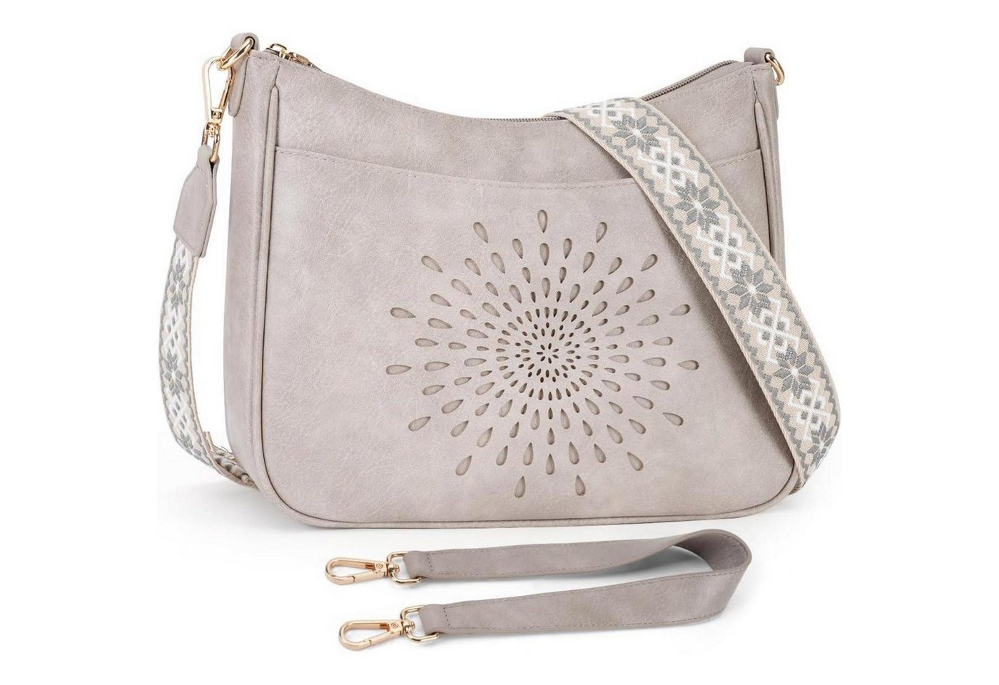 LuxusKollektion Umhängetasche Umhängetasche Damen Crossbody Kartenschlitz blau F-805-grau von LuxusKollektion