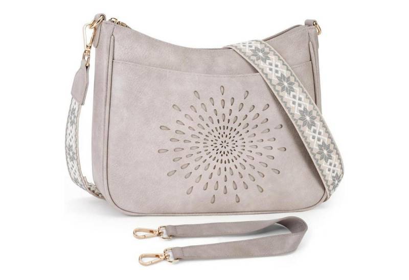 LuxusKollektion Umhängetasche Umhängetasche Damen Crossbody Kartenschlitz blau F-805-grau von LuxusKollektion