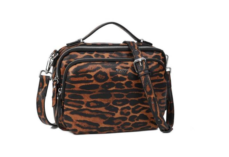 LuxusKollektion Umhängetasche Umhängetasche Damen Crossbody Leder Klein Brauner Leopard von LuxusKollektion
