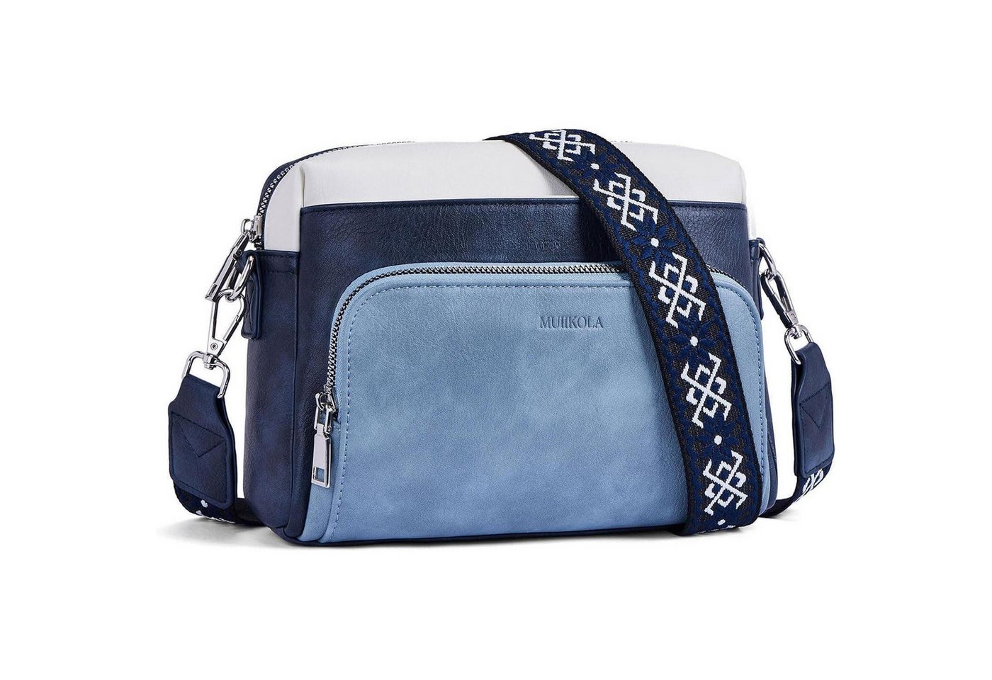 LuxusKollektion Umhängetasche Umhängetasche Damen Crossbody PU Leder Klein A-dreifarbigblau von LuxusKollektion
