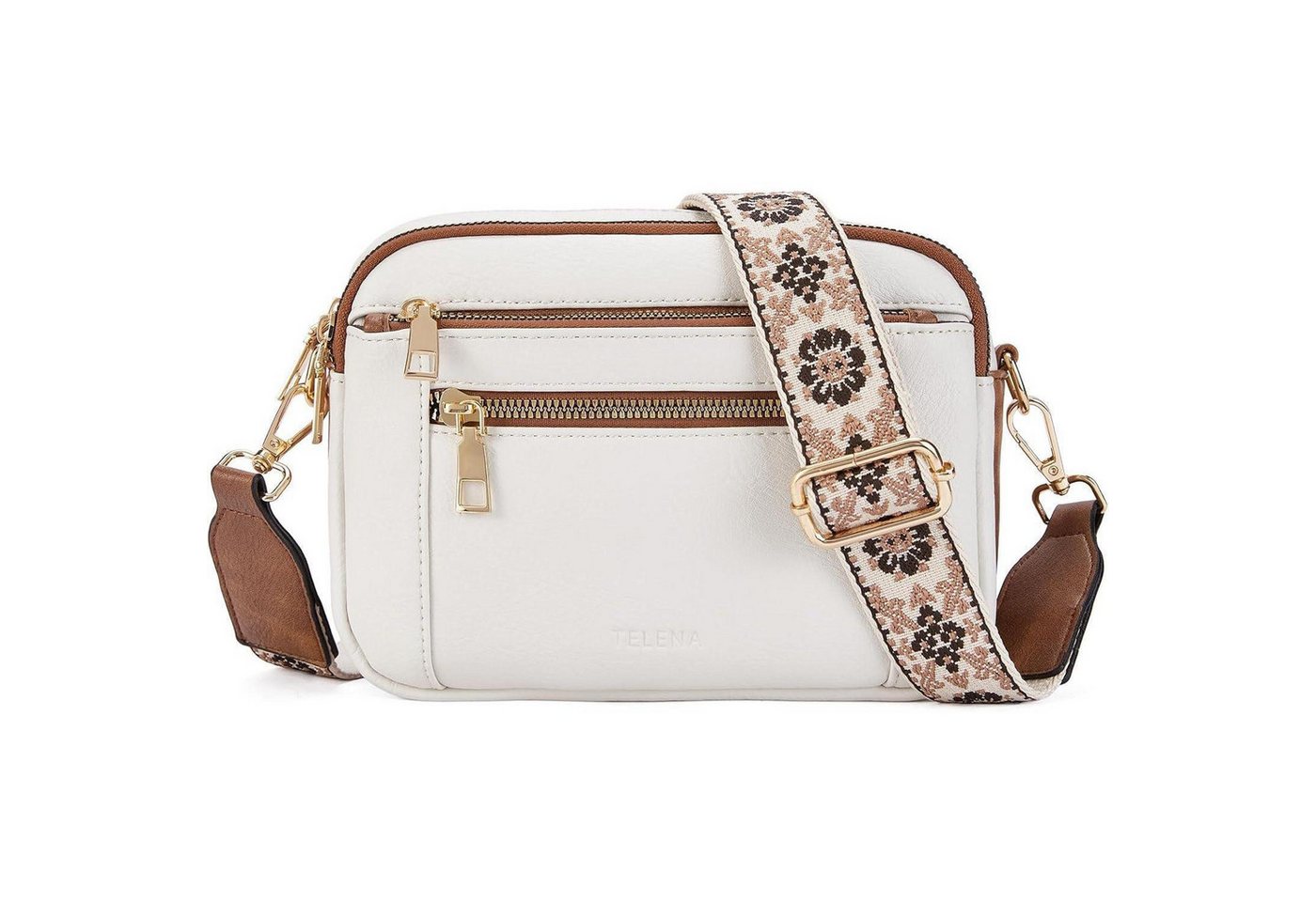 LuxusKollektion Umhängetasche Umhängetasche Damen Crossbody PU Leder Riemen A-06-beige Braun von LuxusKollektion