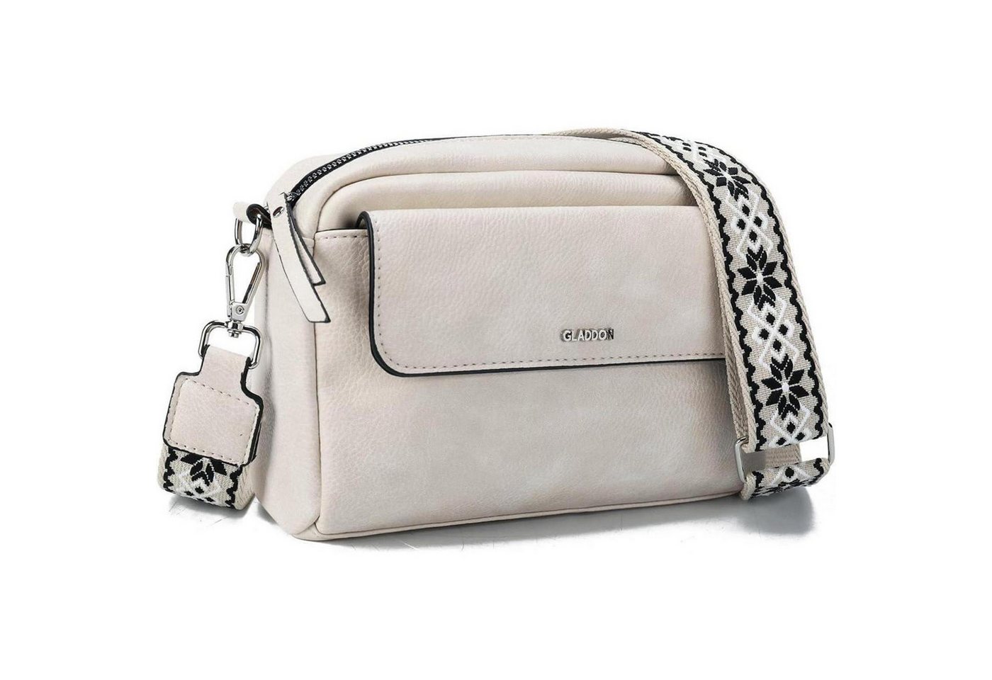 LuxusKollektion Umhängetasche Umhängetasche Damen Crossbody PU Leder abnehmbar Riemen Beige von LuxusKollektion