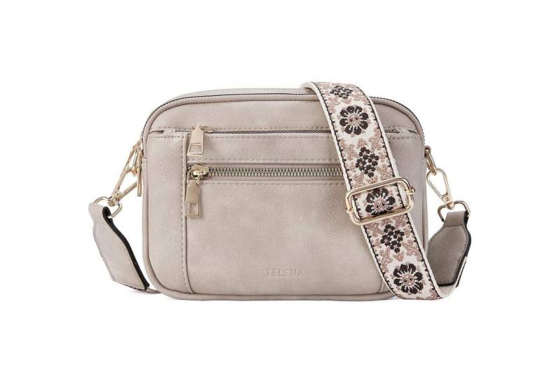 LuxusKollektion Umhängetasche Umhängetasche Damen Crossbody Schultertasche PU Leder Riemen A-02-grau von LuxusKollektion