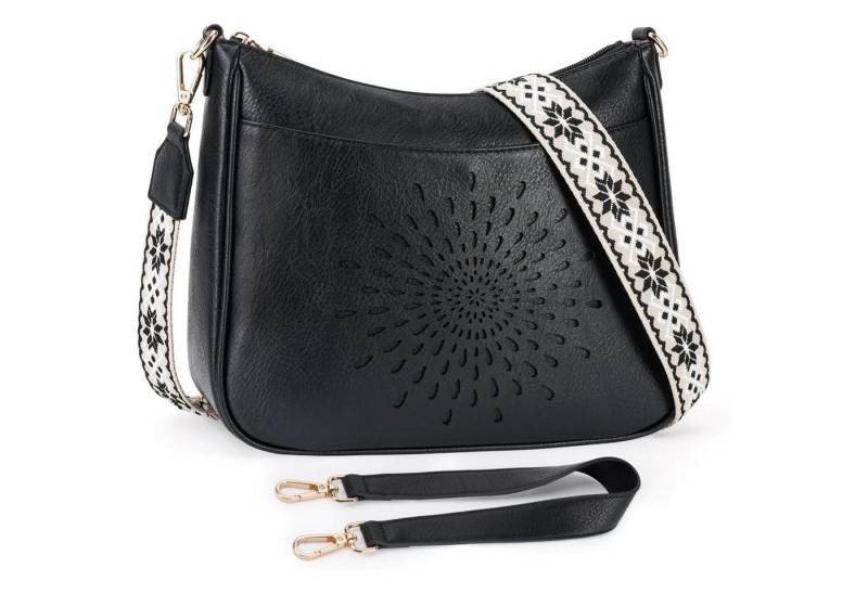 LuxusKollektion Umhängetasche Umhängetasche Damen Crossbody Veganleder Kartenschlitz F-804-schwarz von LuxusKollektion