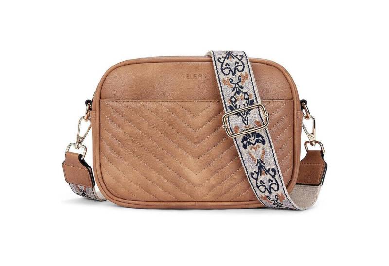 LuxusKollektion Umhängetasche Umhängetasche Damen Handy Crossbody PU Leder gesteppte A kamelbraun von LuxusKollektion