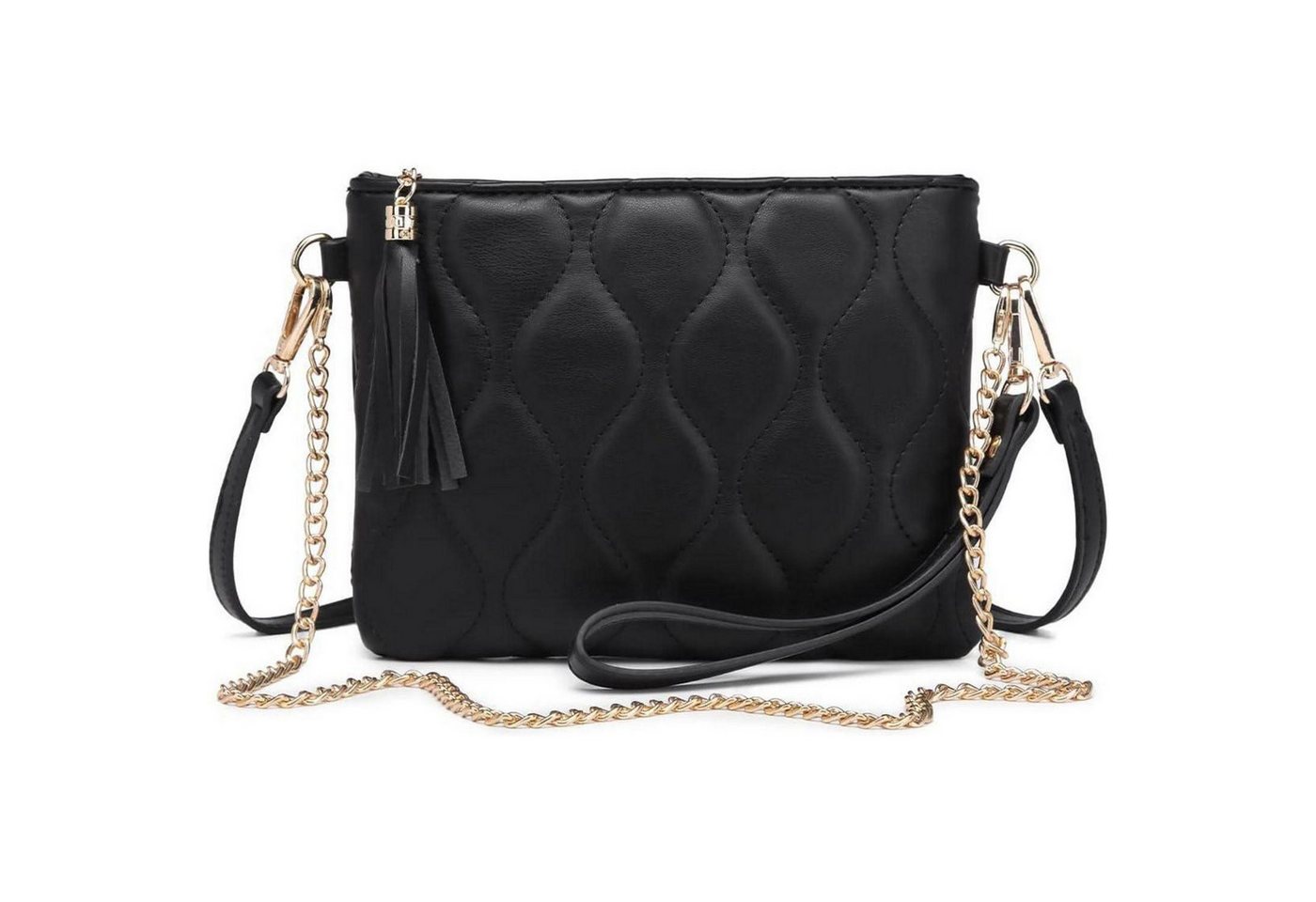 LuxusKollektion Umhängetasche Umhängetasche Damen Handytasche PU Leder Crossbody 4 Fächer Schwarz-m von LuxusKollektion