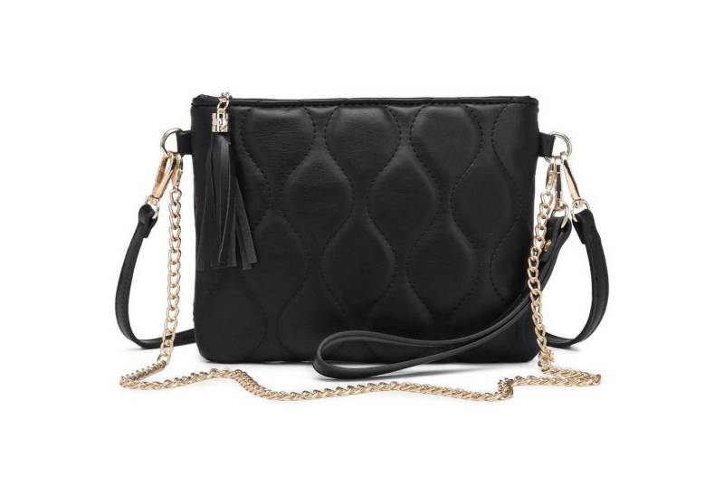 LuxusKollektion Umhängetasche Umhängetasche Damen Handytasche PU Leder Crossbody 4 Fächer Schwarz-m von LuxusKollektion