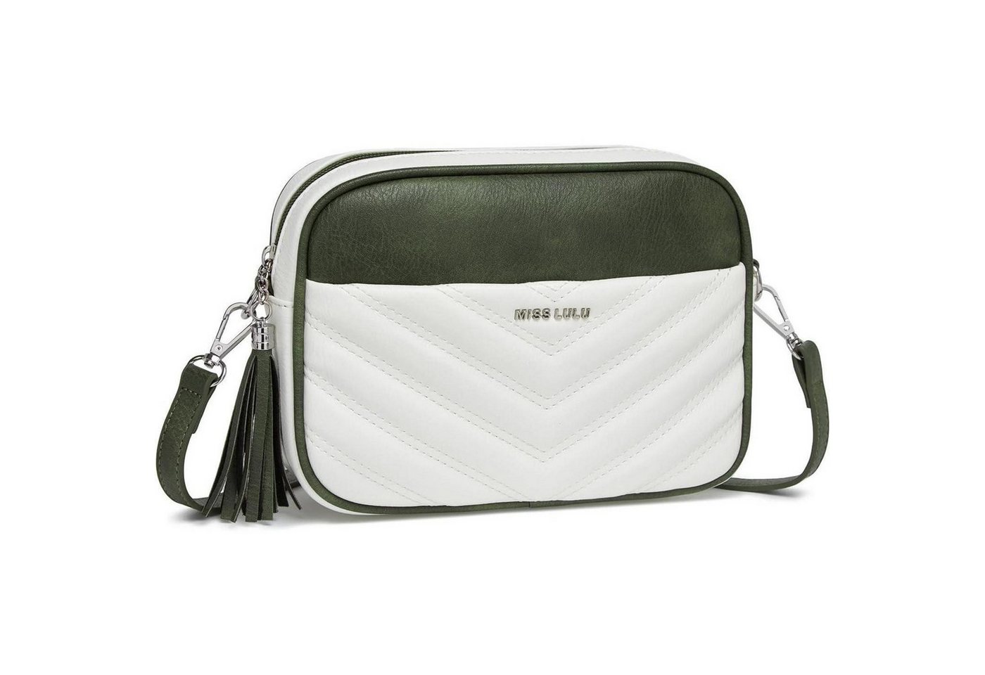 LuxusKollektion Umhängetasche Umhängetasche Damen Klein Handytasche PU Leder Crossbody Weiß grün von LuxusKollektion