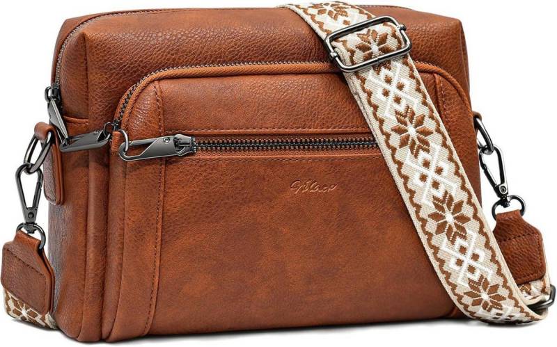 LuxusKollektion Umhängetasche Umhängetasche Damen Leder Crossbody Bag mit 4 Fächern Schwarz LuxusKollektion Umhängetasche Umhängetasche Damen Leder Crossbody Bag mit 4 Fächern Schwarz von LuxusKollektion