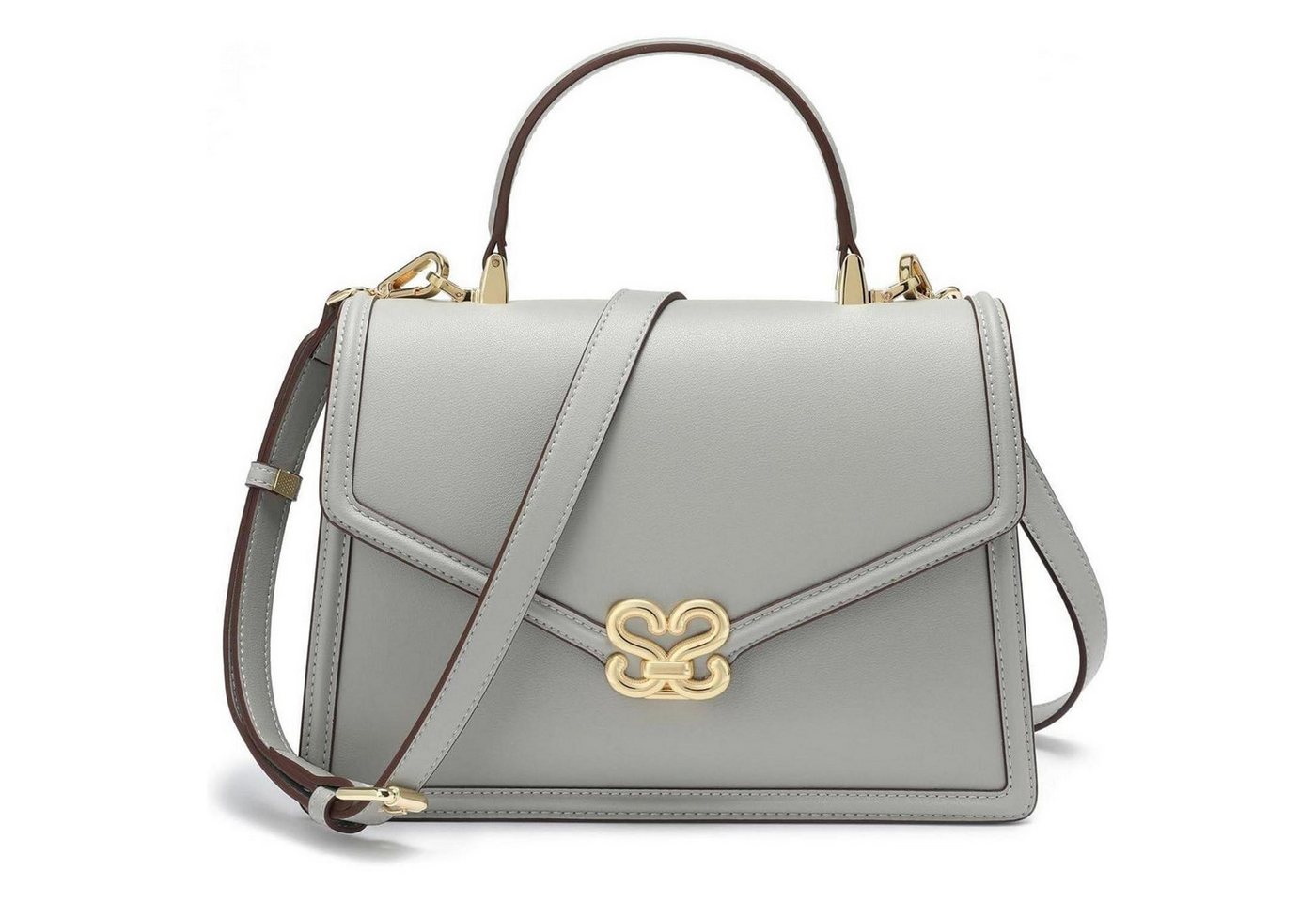 LuxusKollektion Umhängetasche Umhängetasche Damen Leder Crossbody Schultergurt Grau von LuxusKollektion