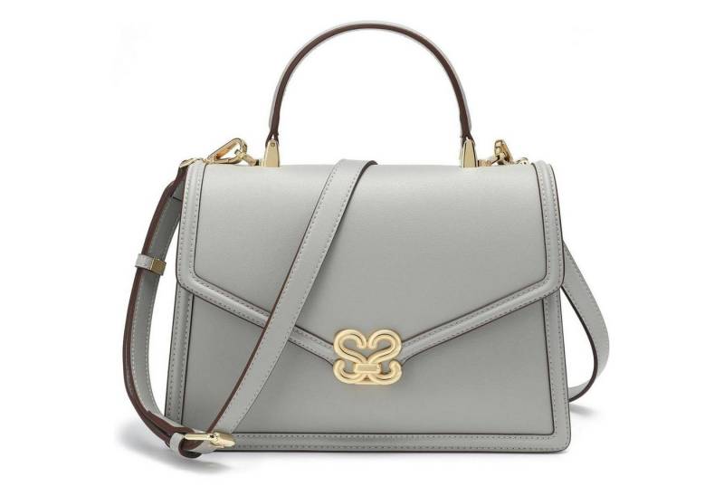 LuxusKollektion Umhängetasche Umhängetasche Damen Leder Crossbody Schultergurt Grau von LuxusKollektion