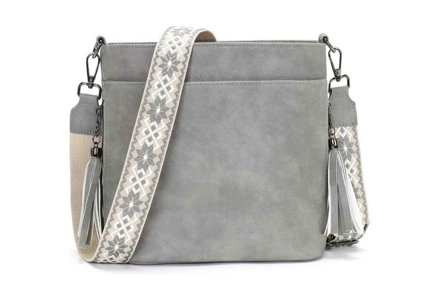 LuxusKollektion Umhängetasche Umhängetasche Damen Mittelgroß Crossbody Leder PU A dunkelgrau von LuxusKollektion