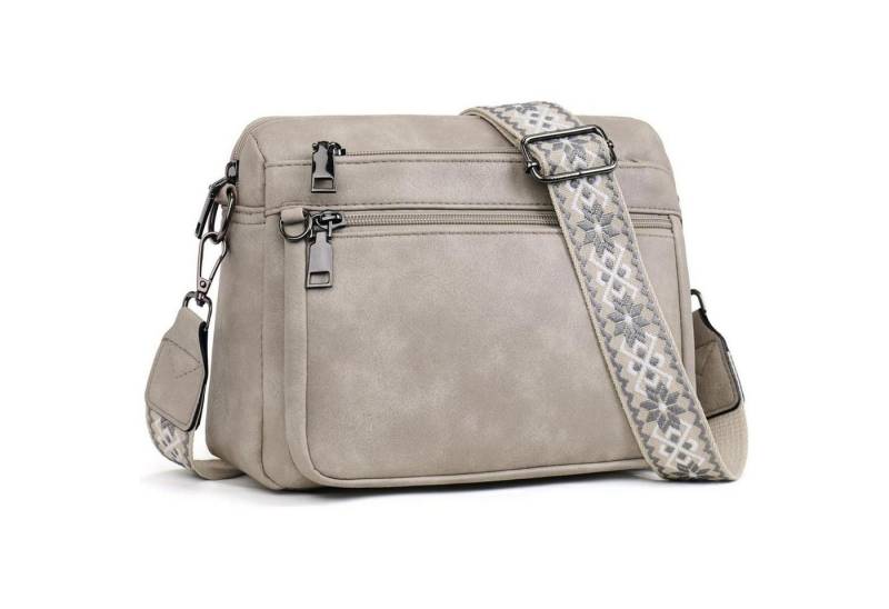 LuxusKollektion Umhängetasche Umhängetasche Damen Mittelgroß Leder Breiter Gurt & Reißverschluss von LuxusKollektion