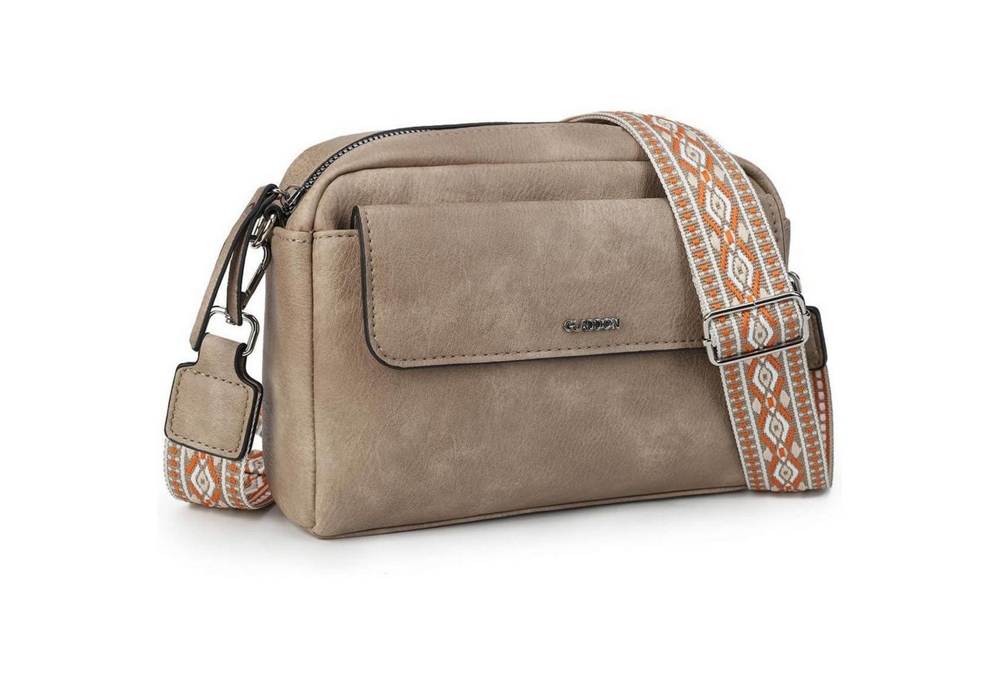 LuxusKollektion Umhängetasche Umhängetasche Damen PU Leder Crossbody Schultergurt Hell Taupe von LuxusKollektion