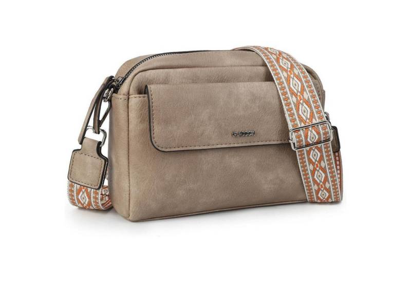 LuxusKollektion Umhängetasche Umhängetasche Damen PU Leder Crossbody Schultergurt Hell Taupe von LuxusKollektion