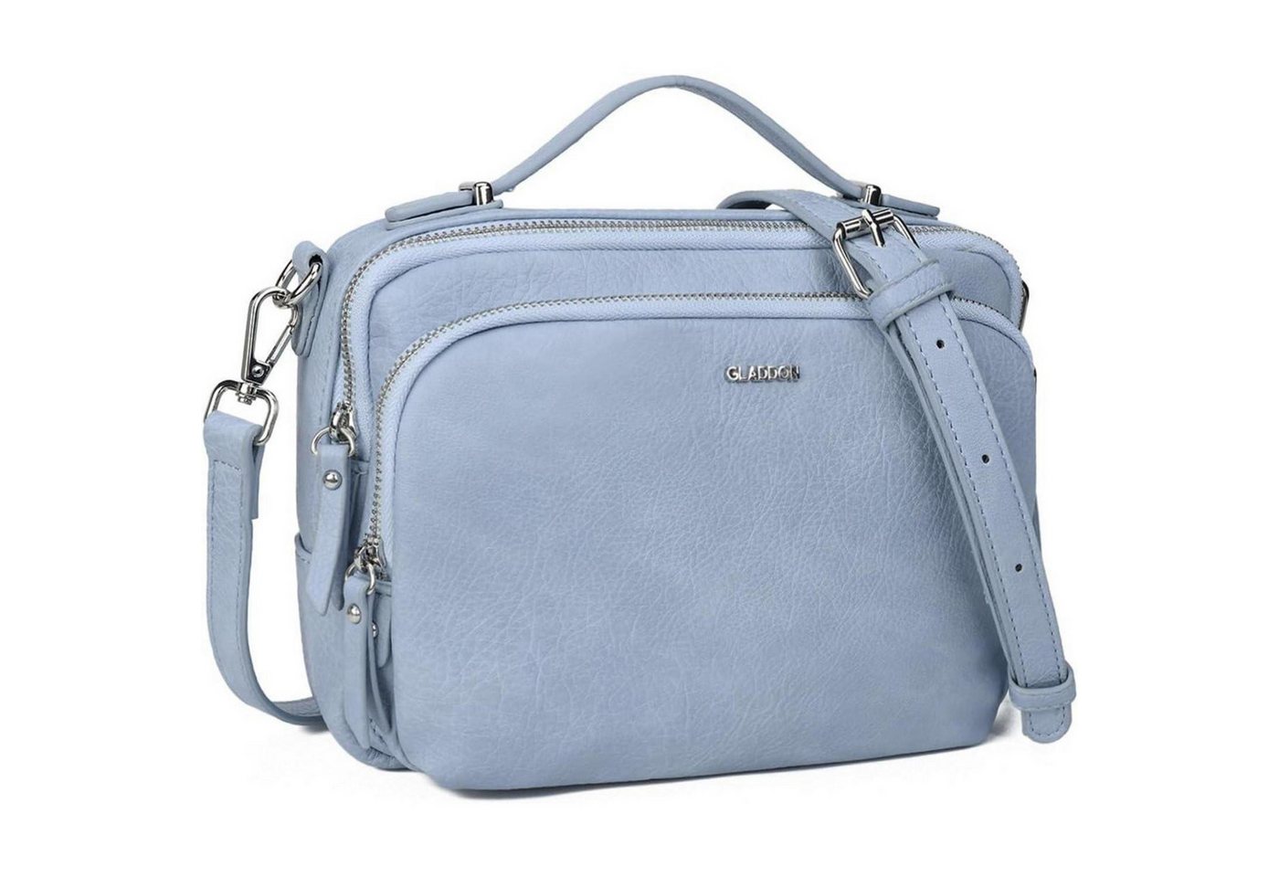 LuxusKollektion Umhängetasche Umhängetasche Damen Reißverschluss Crossbody Leder klein Hellblau von LuxusKollektion