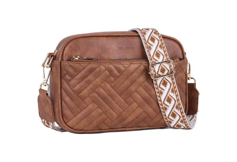 LuxusKollektion Umhängetasche Umhängetasche Damen gesteppte Handy PU Leder verstellbar A-braun von LuxusKollektion