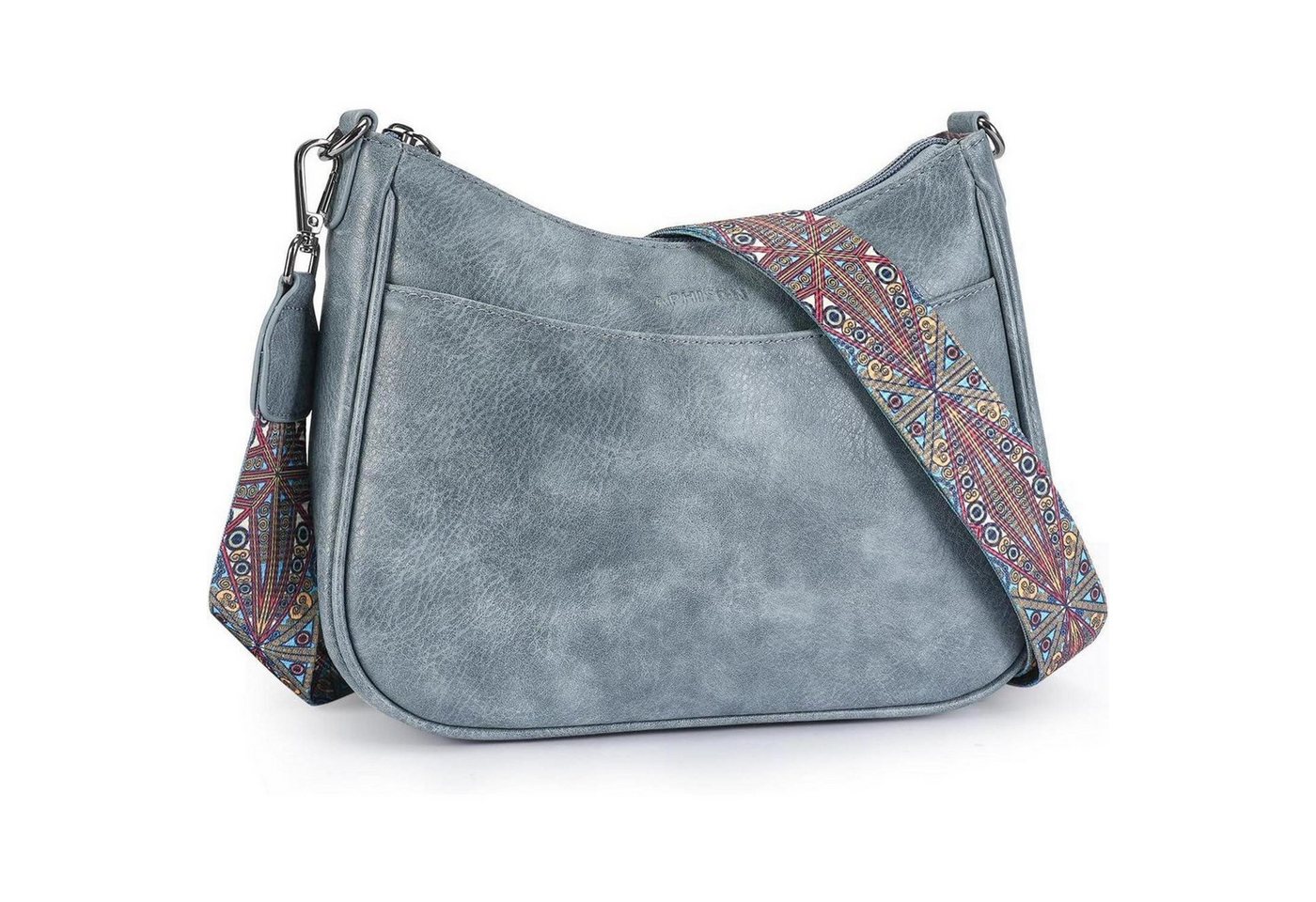 LuxusKollektion Umhängetasche Umhängetasche Klein Damen Veganleder Blau Kartenschlitz A5-blau von LuxusKollektion