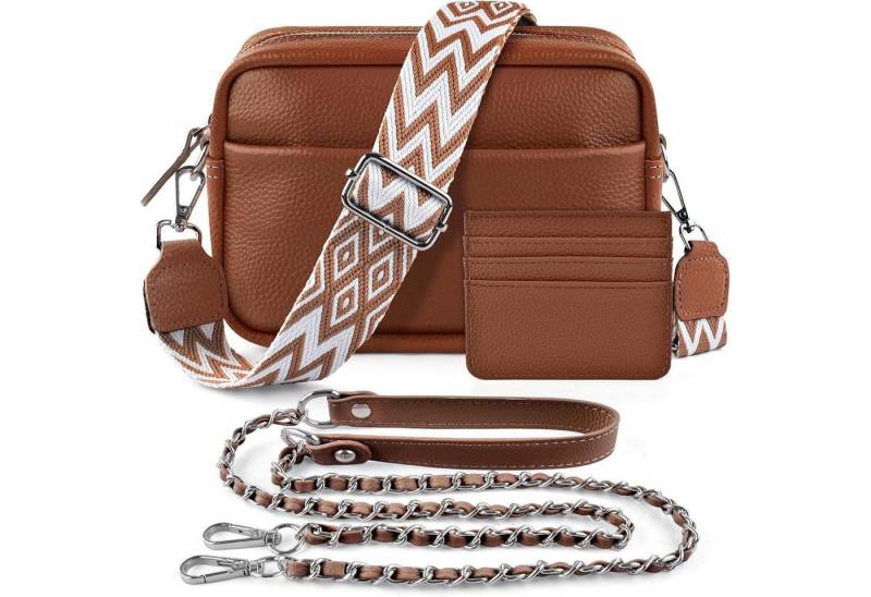 LuxusKollektion Umhängetasche Umhängetasche Leder Crossbody Kartenhalter Handy Damen Braun von LuxusKollektion